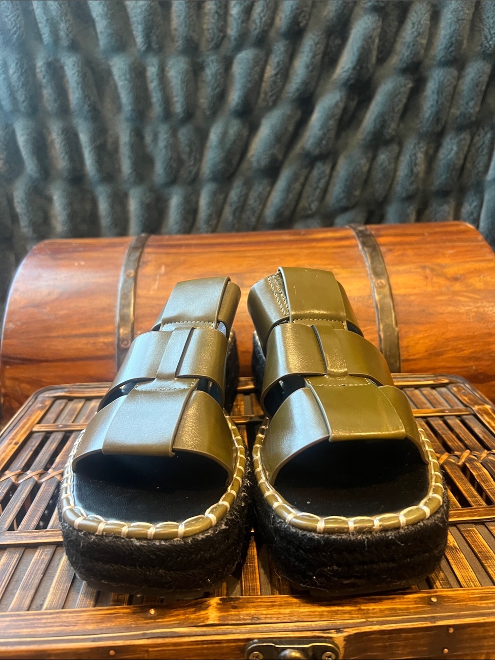 ASOS Olive Green Woven Slide Sandals Size [Insert Size 8